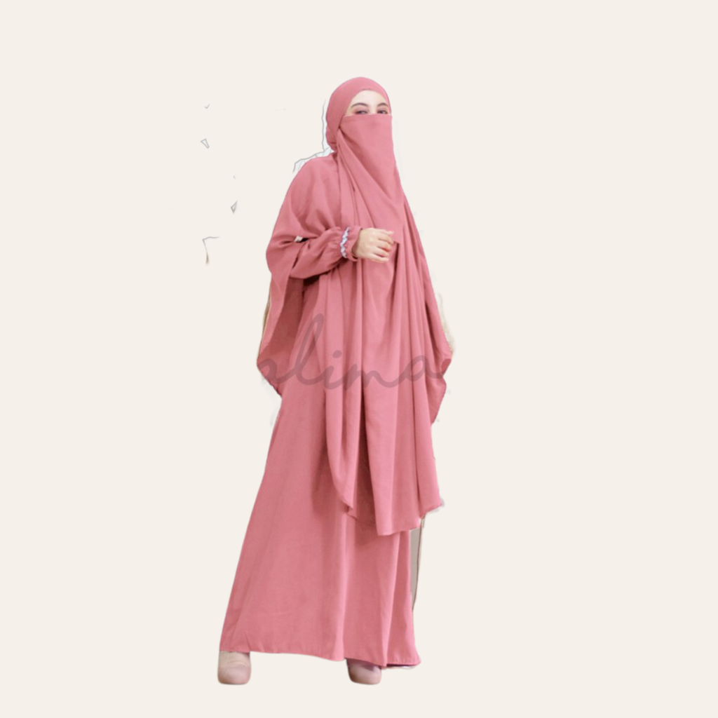 Pink Two-piece Overall Niqab Hijab Dress for Women Muslim  Zhaviah