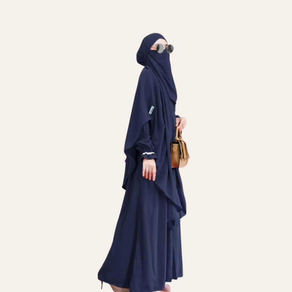 Blue Two-piece Overall Niqab Hijab Dress for Women Muslim  Zhaviah