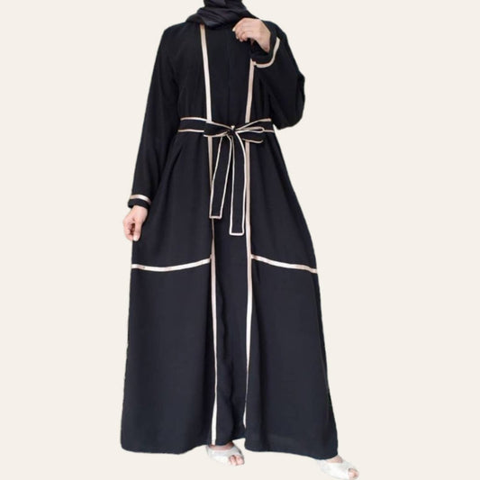 Ribbon Black Abaya for Women Modest Muslim Dress - Zhaviah