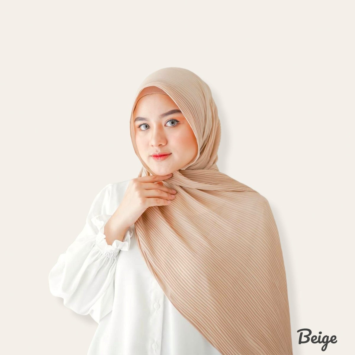 beige pashmina hijab shawl 