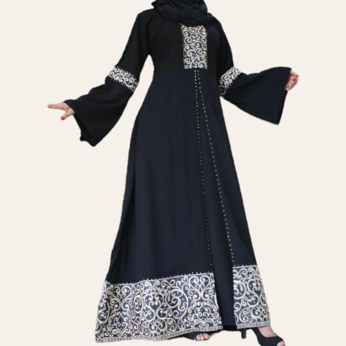 Embroidered Black Abaya Dubai Online for Umrah and Hajj Zhaviah