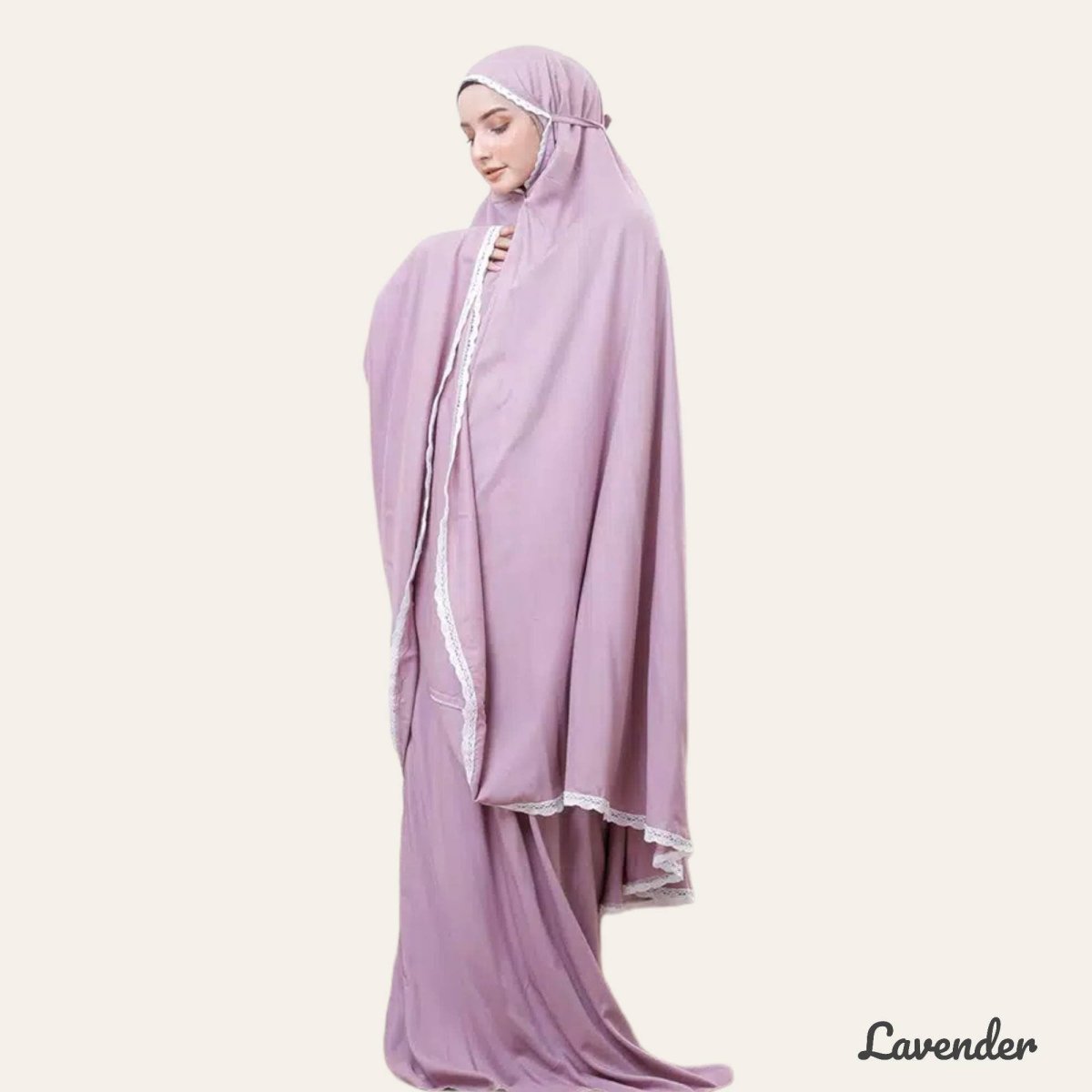 purple Abaya Set Salah Prayer Dress for Women Muslim