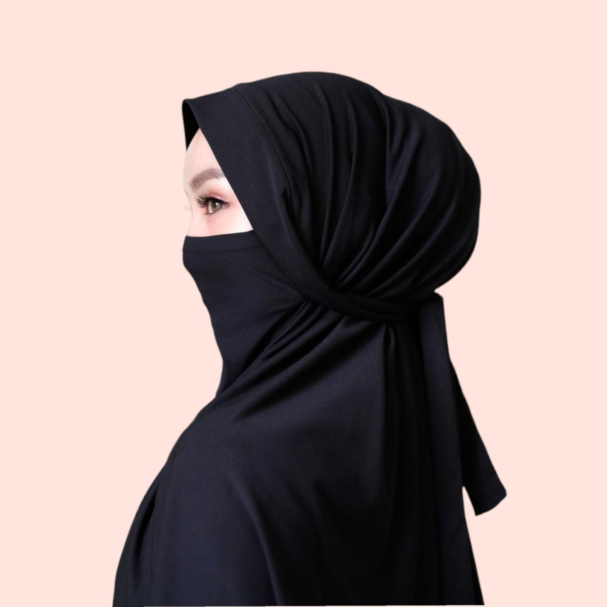 Black Jersey Instant Hijab Khimar for Women Muslim