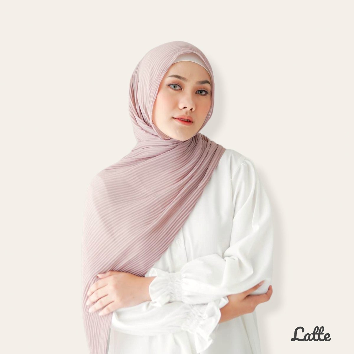 cream pashmina hijab shawl 