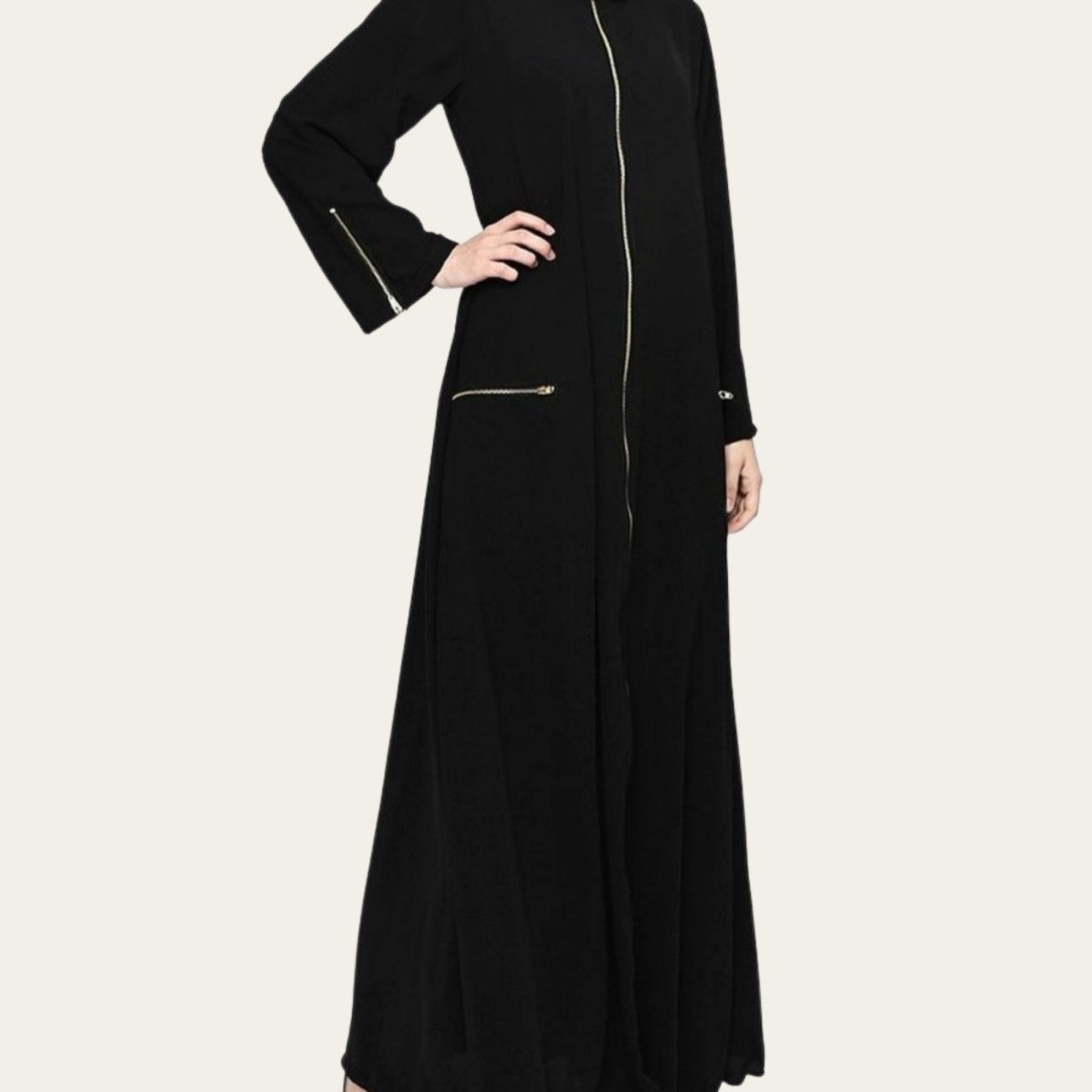 Women Plus SIze Abaya Dress with Open Front Zipper 