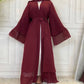 Red Layered Abaya Dubai Luxury Dress Outer for Women