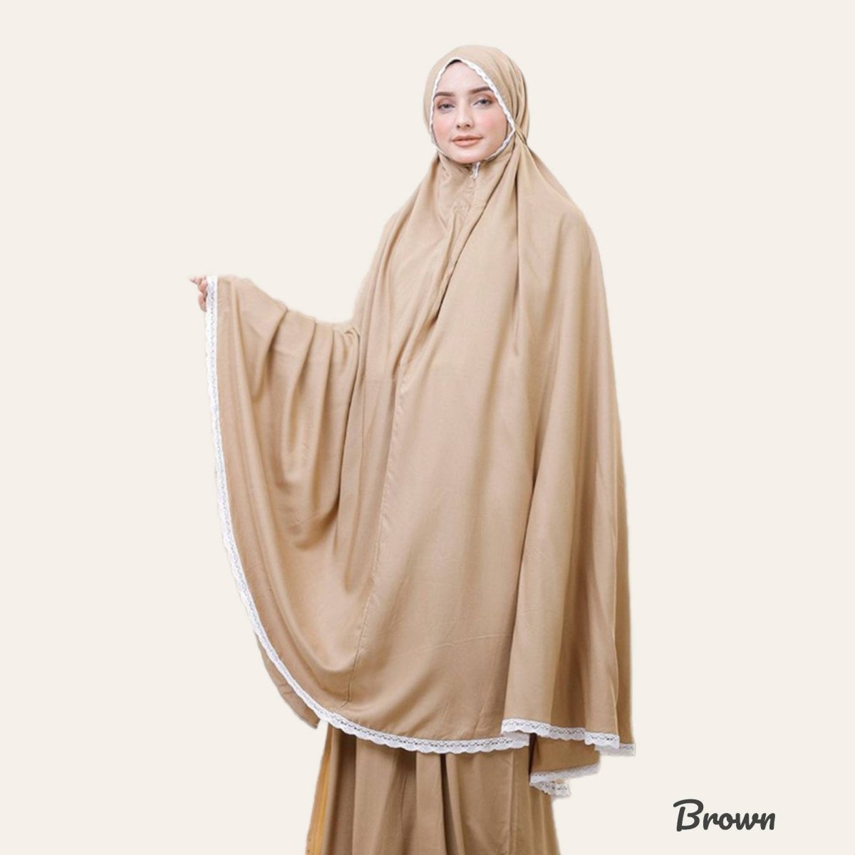 brown Abaya Set Salah Prayer Dress for Women Muslim