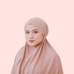 brown hijab Long Khimar Hijab for Muslim Women, Instant Jersey Hijab Ribbon