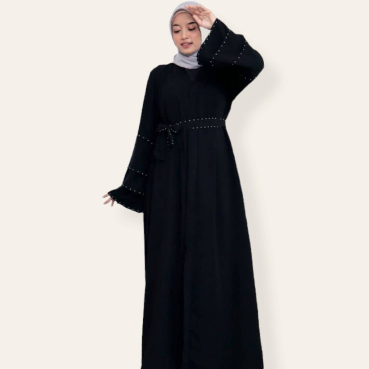 Luxury Black Abaya Belted for Women