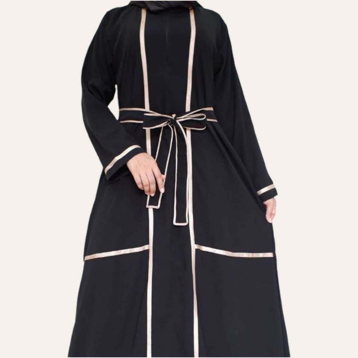 Ribbon Black Abaya for Women Modest Muslim Dress - Zhaviah