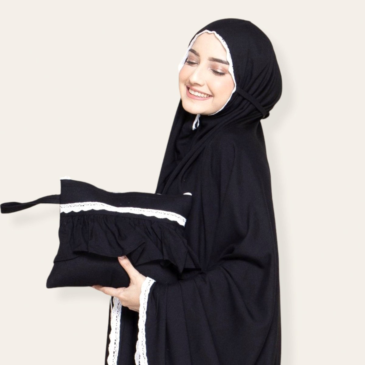 Black Salah Prayer Robe for Women Muslim
