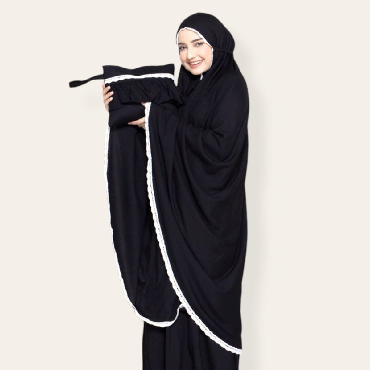 Black Salah Prayer Robe for Women Muslim