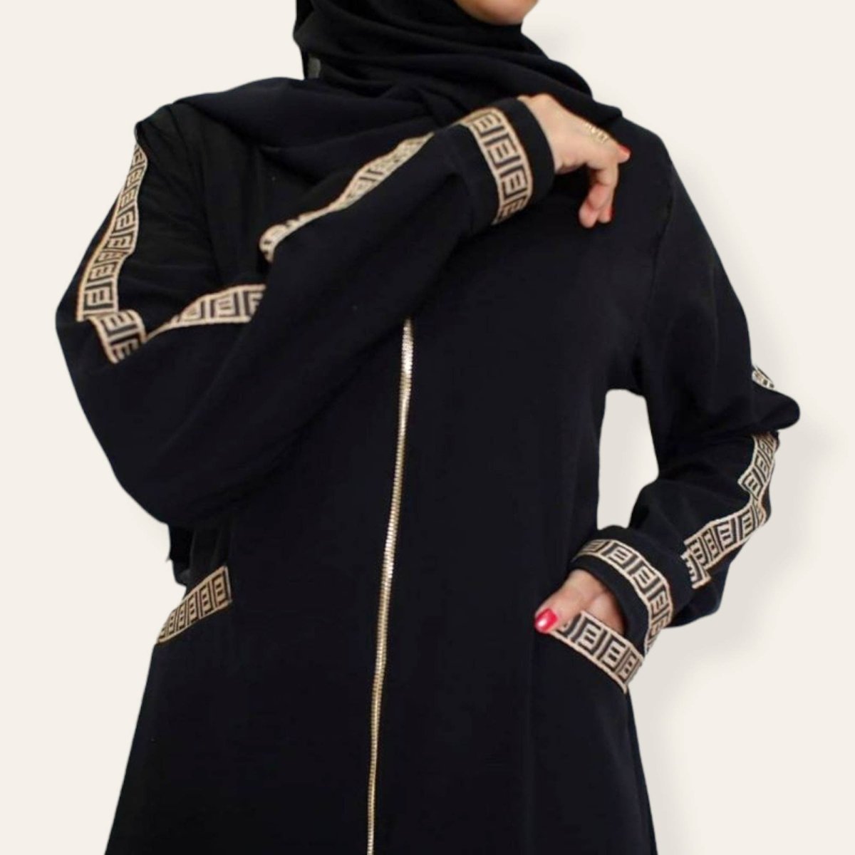 Embroidered Black Dubai Abaya Dress for Women 