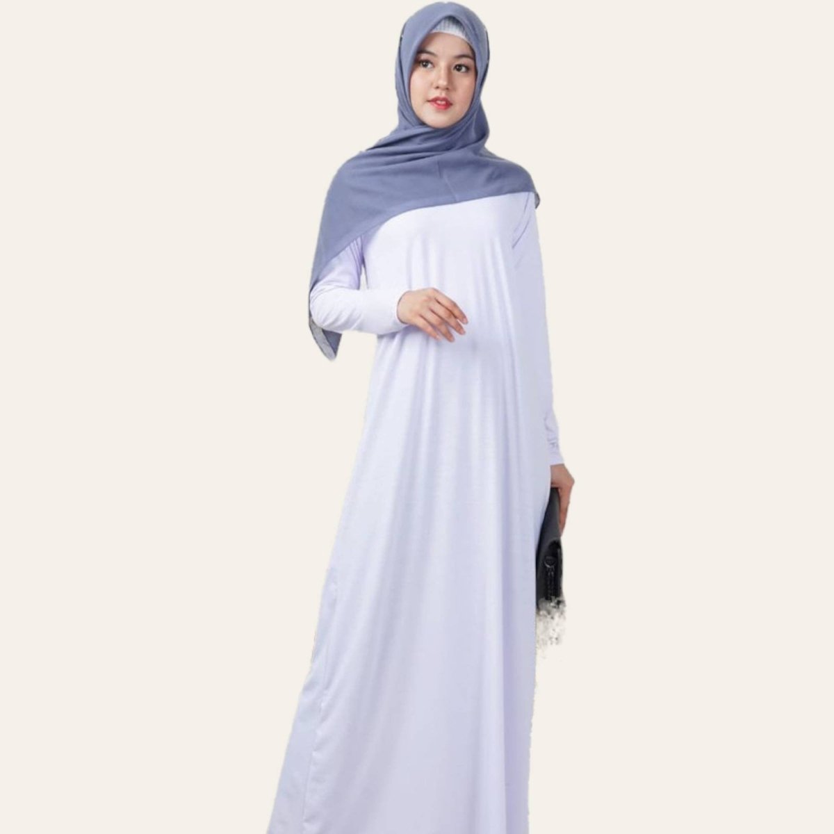white Basic Inner Dress Abaya for Women 