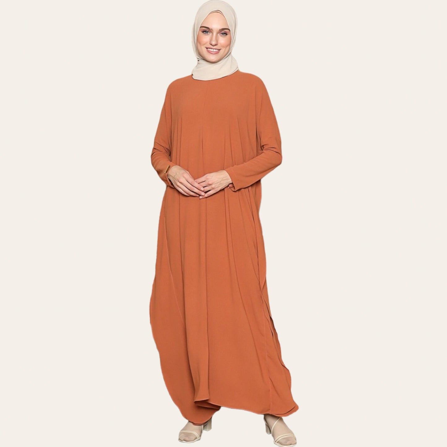 Orange Plain Abaya Eid Dress for Women | Zhaviah